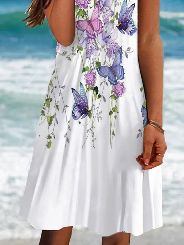 Floral Casual Short Sleeve A-line Dress