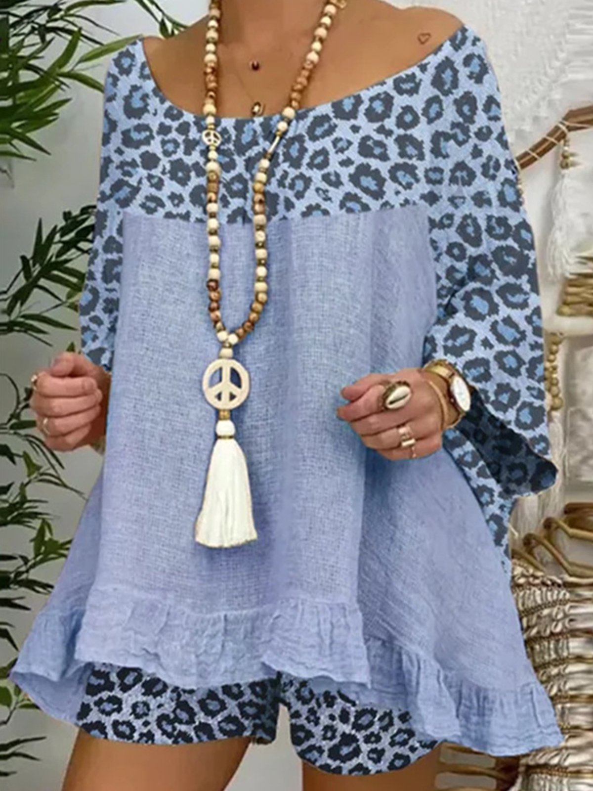 Women's Leopard Stitching Cotton Suit