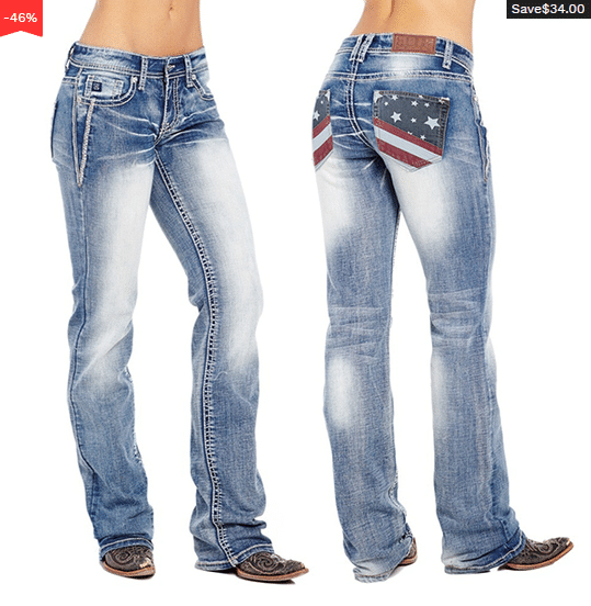 American Flag Stretch Washed Bootcut Jeans