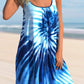 Tie Dye Print Spaghetti Strap Blue Cover Up Dress