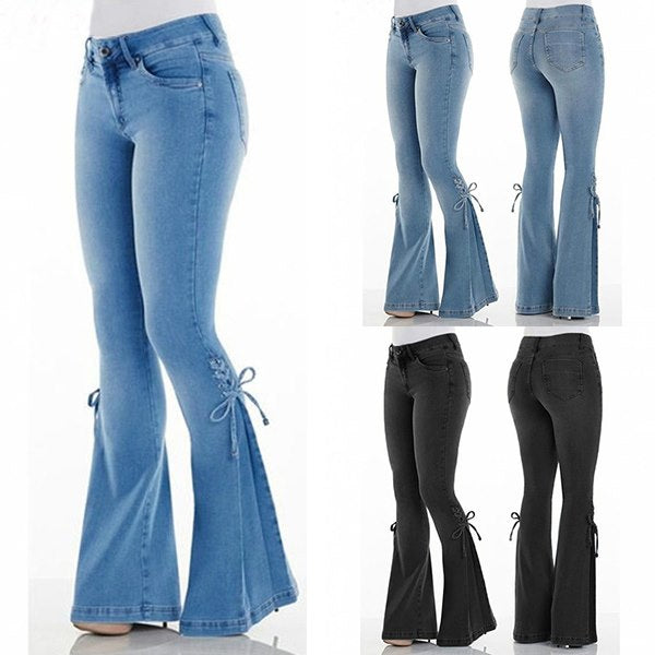 70s Hip Hugger Bell Bottoms Stretchy Jeans