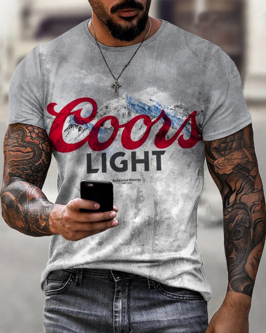 Vintage Men's Casual Printed Short Sleeve T-Shirt