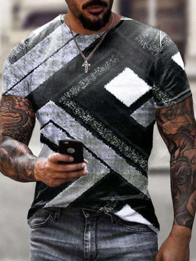 Vintage Print Casual Men's T-Shirt