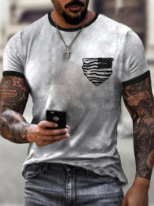 Mens American Flag Pocket Print T-shirt