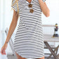 Striped V-Neck Mini Dress Without Sunglasses