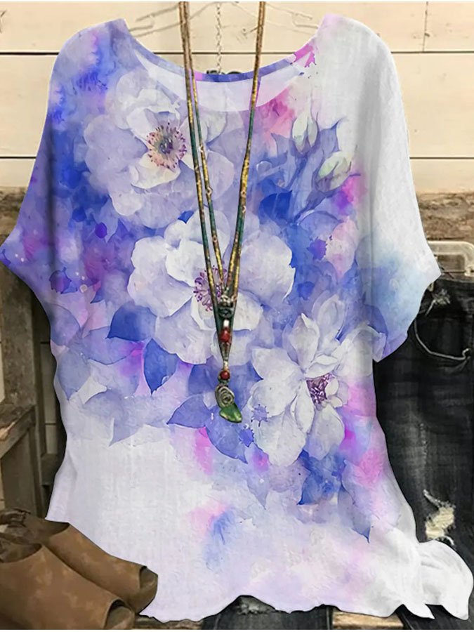 Fashion Print Loose Short Sleeve Top
