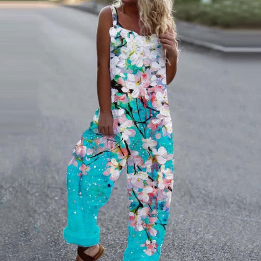 Ladies Floral Print Casual Jumpsuit