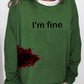 Women's Halloween Humor Funny Bloodstained I'm Fine Printed Long Sleeve T-Shirt