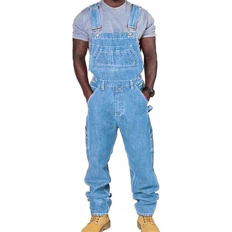 Men's Casual Denim Multi-pocket Loose Overalls 89142810M