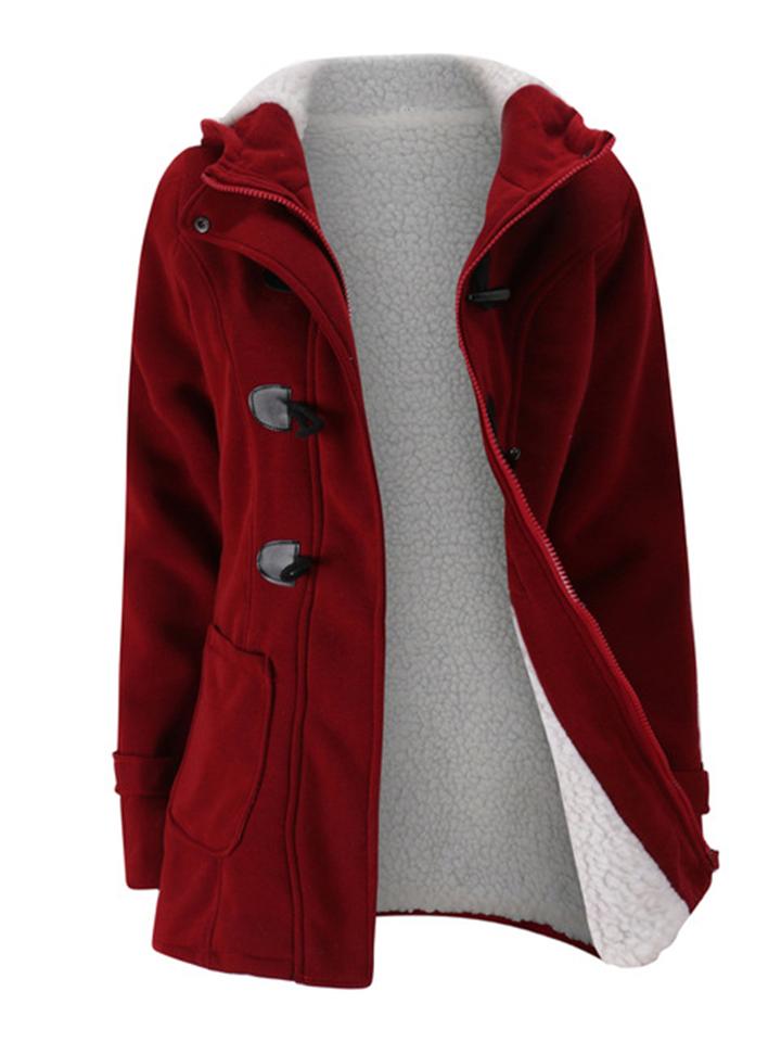 Casual Warm Plush Lined Hooded Jacket Coat