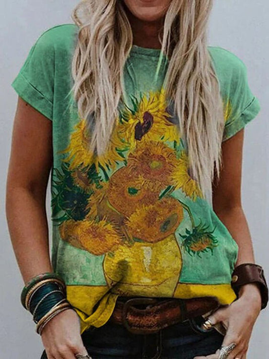 Women's Sunflower Print Tee Shirt