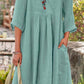 Casual Long Sleeve Cotton Linen Dress