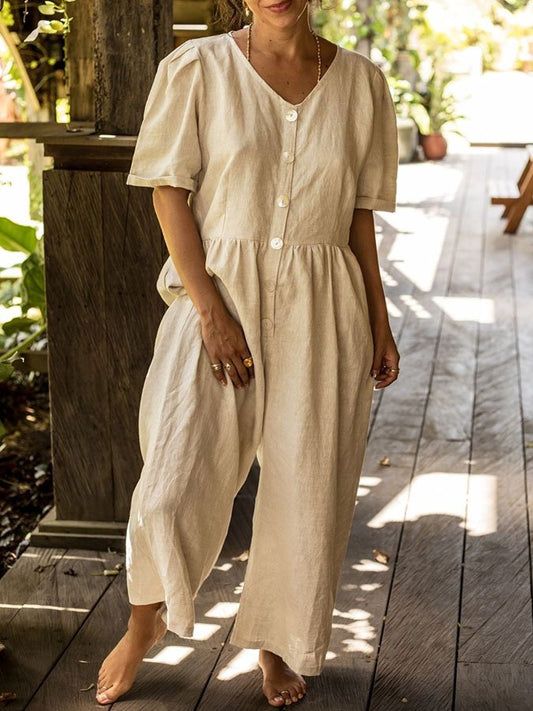 Casual V-Neck Jumpsuit