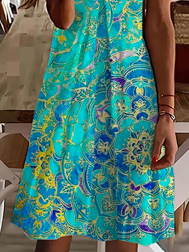 Plus size V Neck Casual Short Sleeve Printed Dress