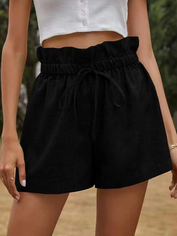 High Waist Lace Up Casual Shorts