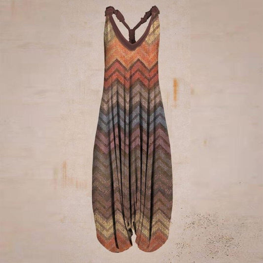 Texture Ethnic Print Harun Suspender Pants