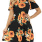 Sunflower Print Miss Shoulder Dress