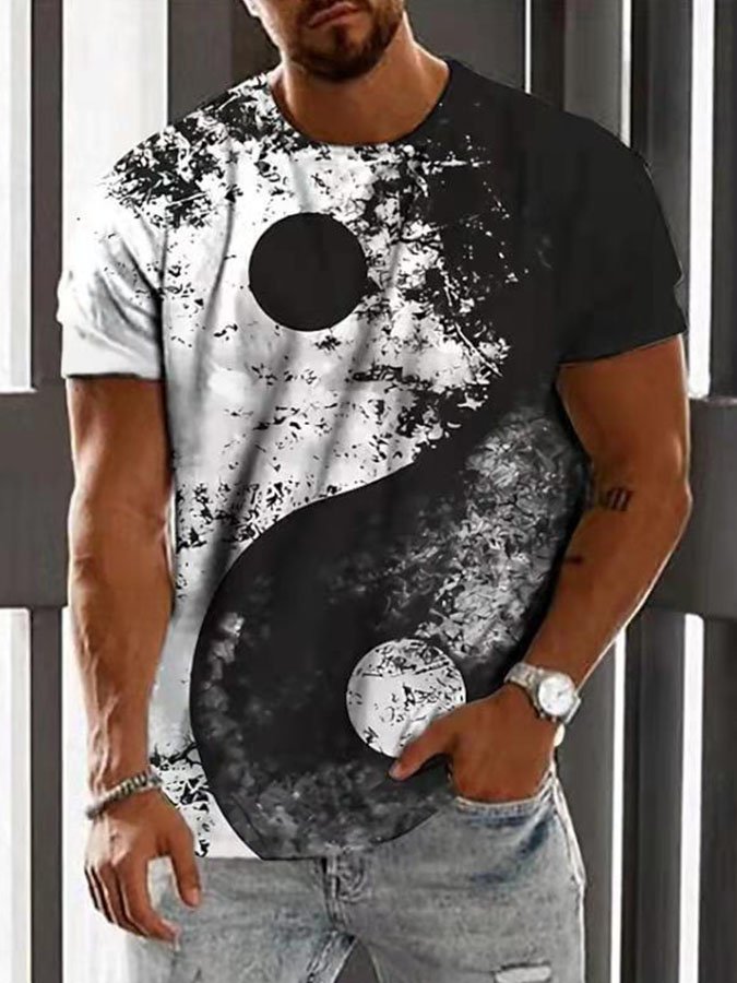 Vintage Print Casual Men's T-Shirt