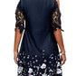 Printed Cold Shoulder Lace-sleeve Dress