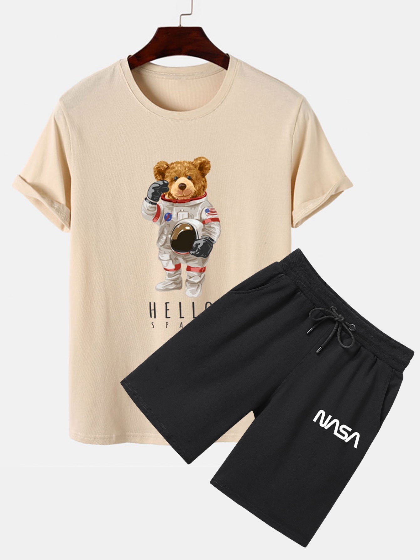 Astronaut Bear Print T-Shirt & NASA Print Shorts