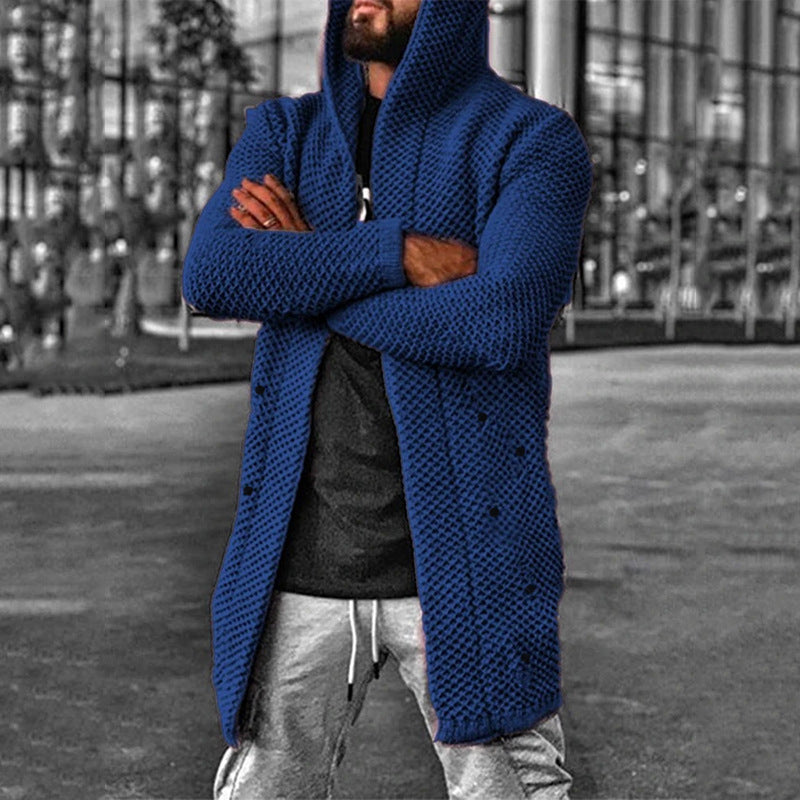 Men's Casual Mid Length Hooded Knit Cardigan 93714649M