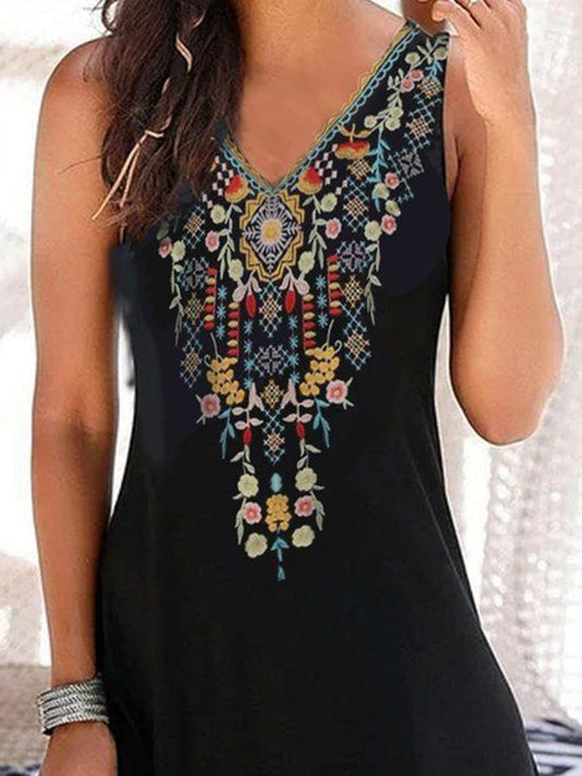 Ethnic Geometric Print Dress