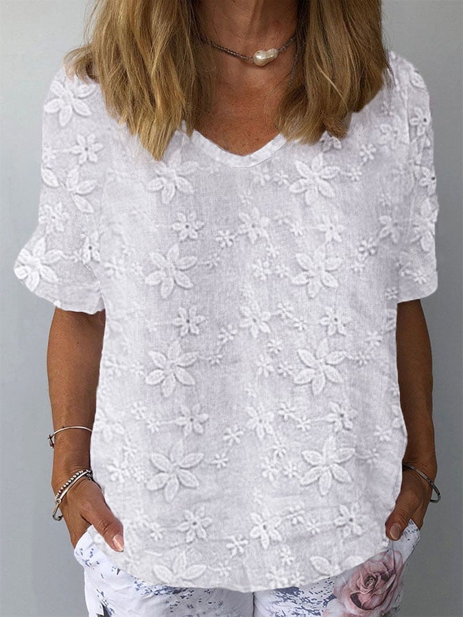 Women&#039;s Casual Lace V-Neck Top