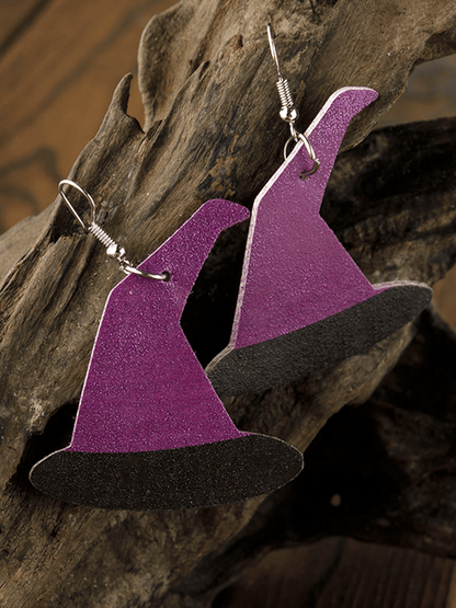 Halloween &amp; Wizard Hat Leather Earrings