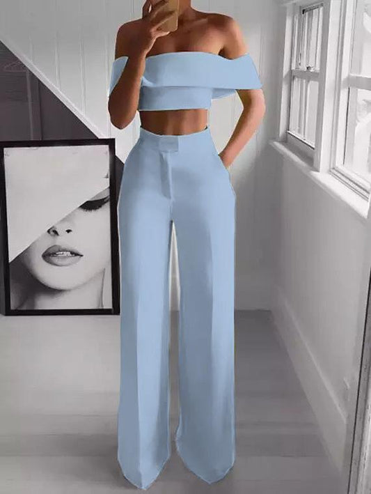 Two-piece wide-leg pants