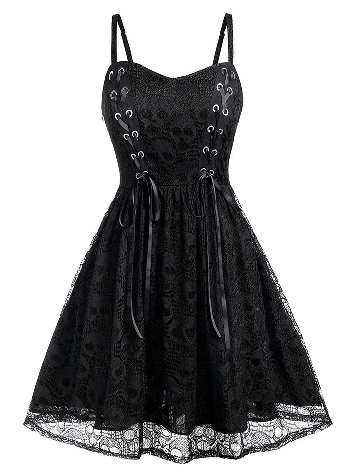 Punk Black Strapless Lace Dress