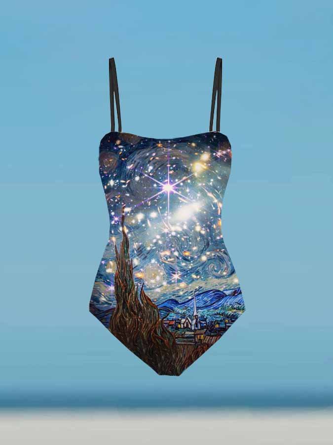 Optimized Starry Print One-Piece Swimsuit