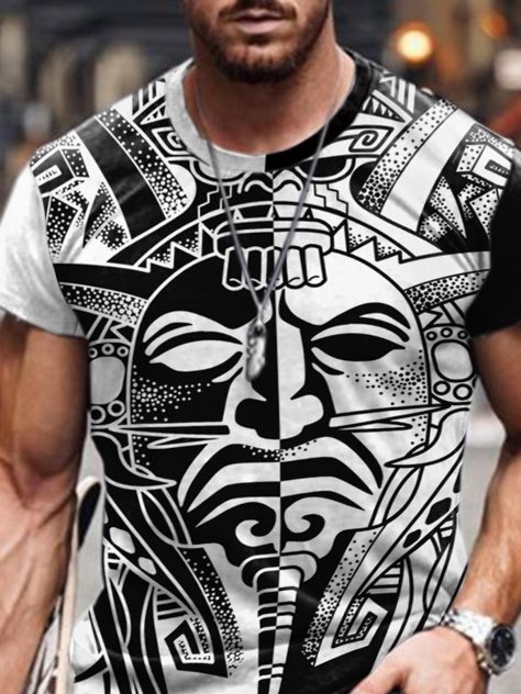 Vintage Print Casual Men's T-Shirt