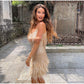 Women's Feather Fringe Sequin Spaghetti Strap Dress（Free Shipping For A Limited Time!）