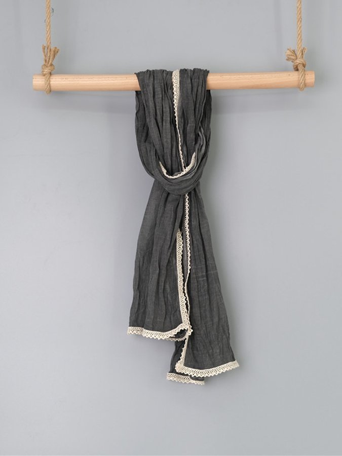 Women's Solid Lace Cotton Scarf