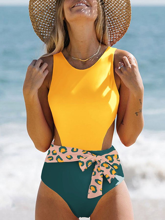 Sexy Colorblock One Piece Swimsuit