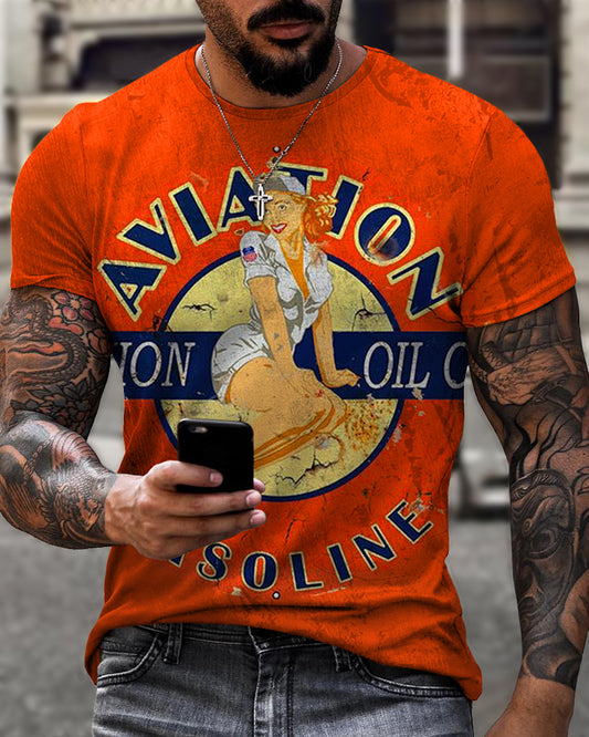 Men's Retro Motorcycle Oil Casual T-Shirt