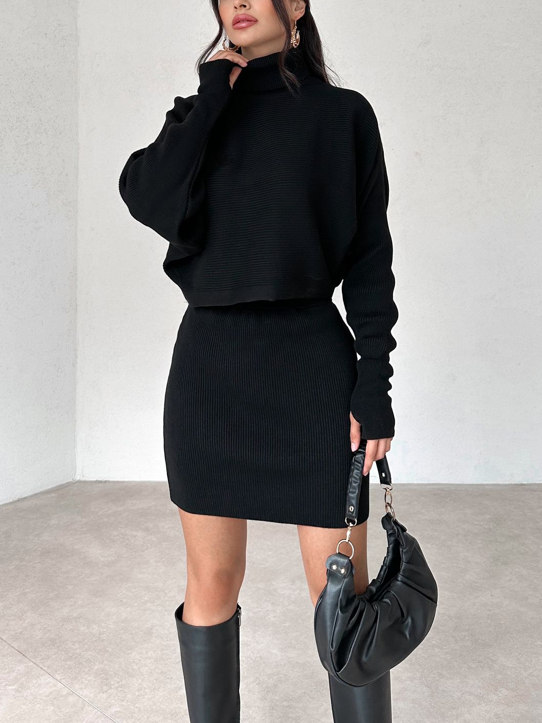 Turtleneck Skirt Set