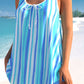 Wide Strap Striped Women Tankini Set