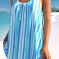 Wide Strap Striped Women Tankini Set