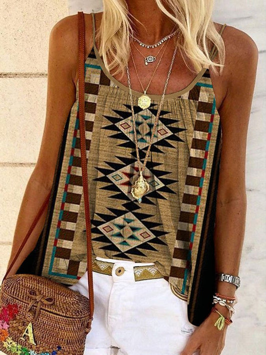 Western Ethnic Geometric Print Vest