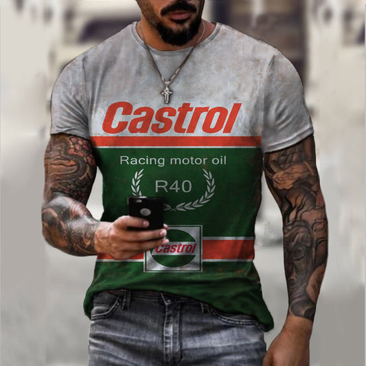 Men's Vintage Motor Oil Badge Print T-shirt