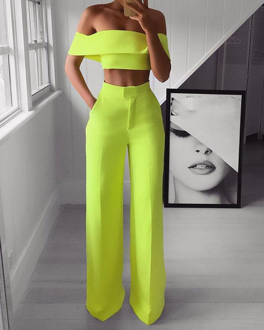 Two-piece wide-leg pants