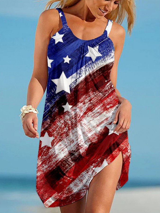 Flag Print Slip Dress