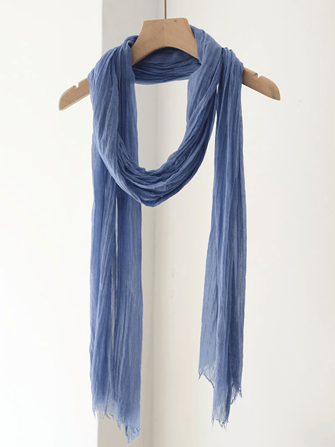 Women's small size pleated cotton and linen silk scarf