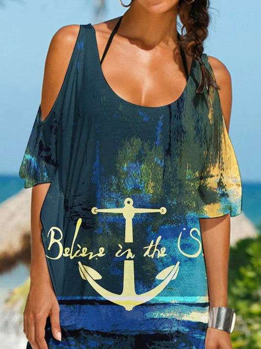 Casual Anchor Print Dress