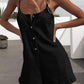 Women's Solid Color Button Suspenders Ruffled Suspender Jumpsuit