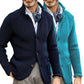 Men's Retro Navy Heavy Knitted Jacket