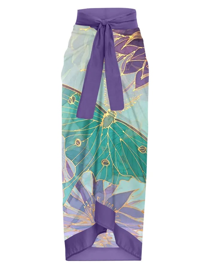 Women's Vintage Butterfly Floral Print One-Piece Swimsuit