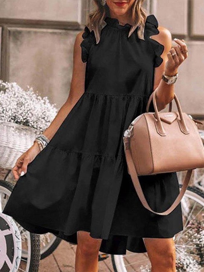 Women's Big Hem Ruffle Holiday A-Line Dress