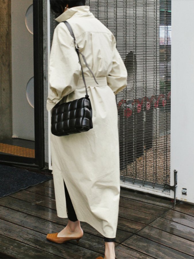 Women's Cotton Linen Loose Long Sleeve Shirt Dress